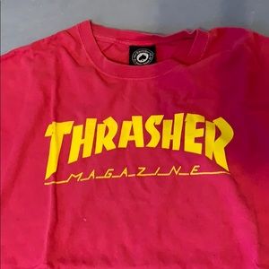Pink n yellow thrasher magazine tee shirt